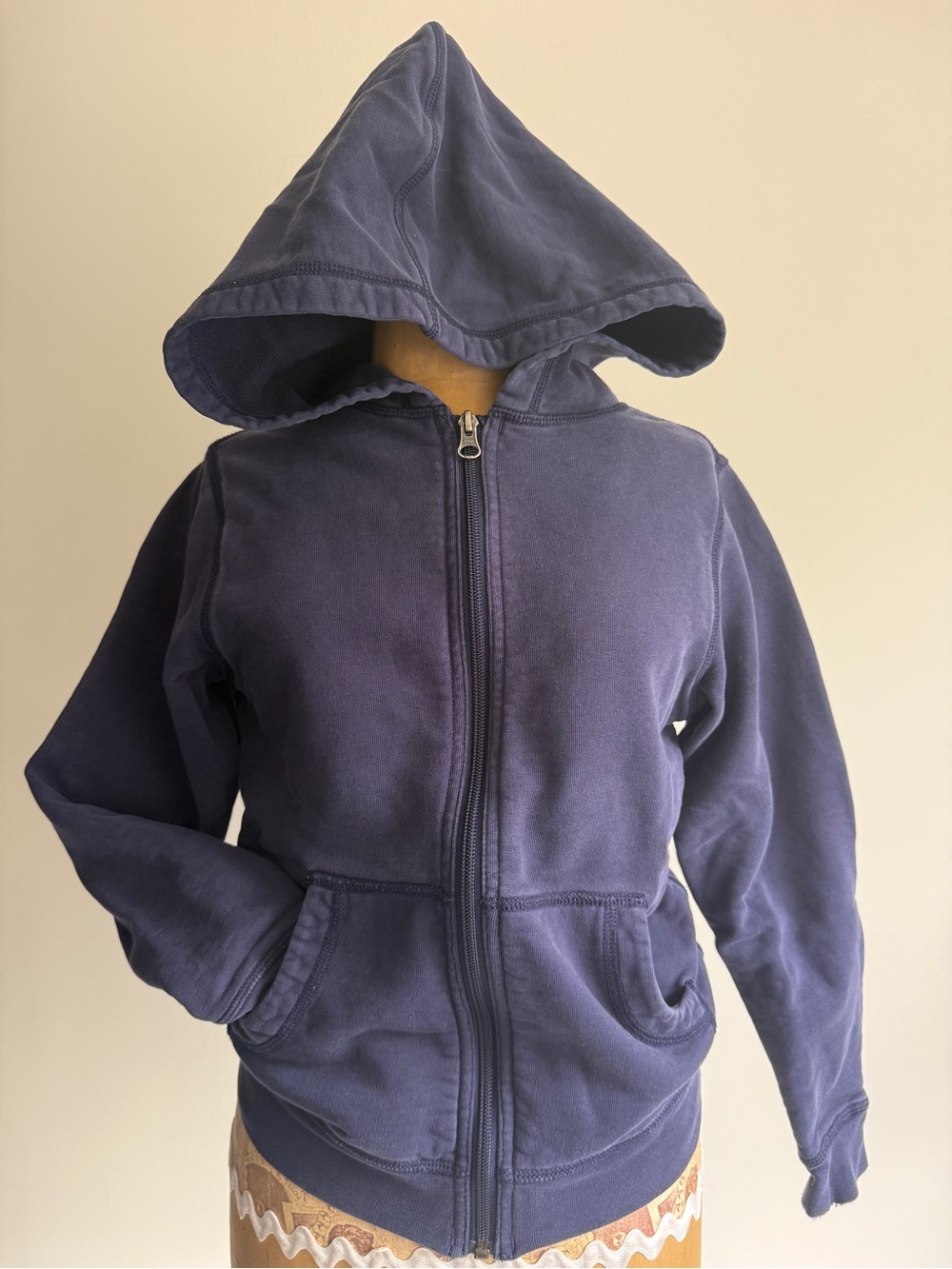 Hanna Andersson Navy Blue Full-Zip Hoodie kids size small 8